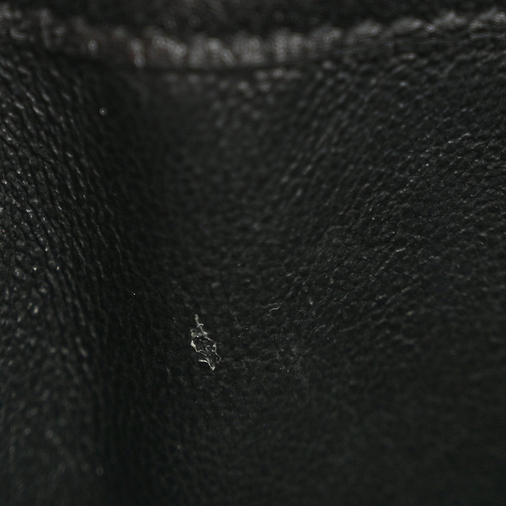 Lambskin Matelasse Chevron Monogram Compact Tri Fold Wallet Black