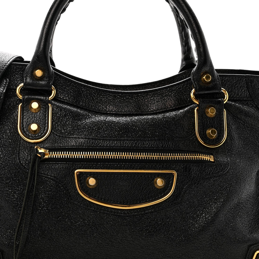 Chevre Gold Metallic Edge Hardware City Black