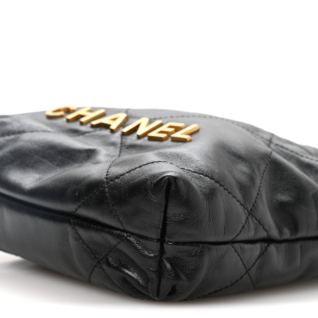 Shiny Calfskin Quilted Mini Chanel 22 Black