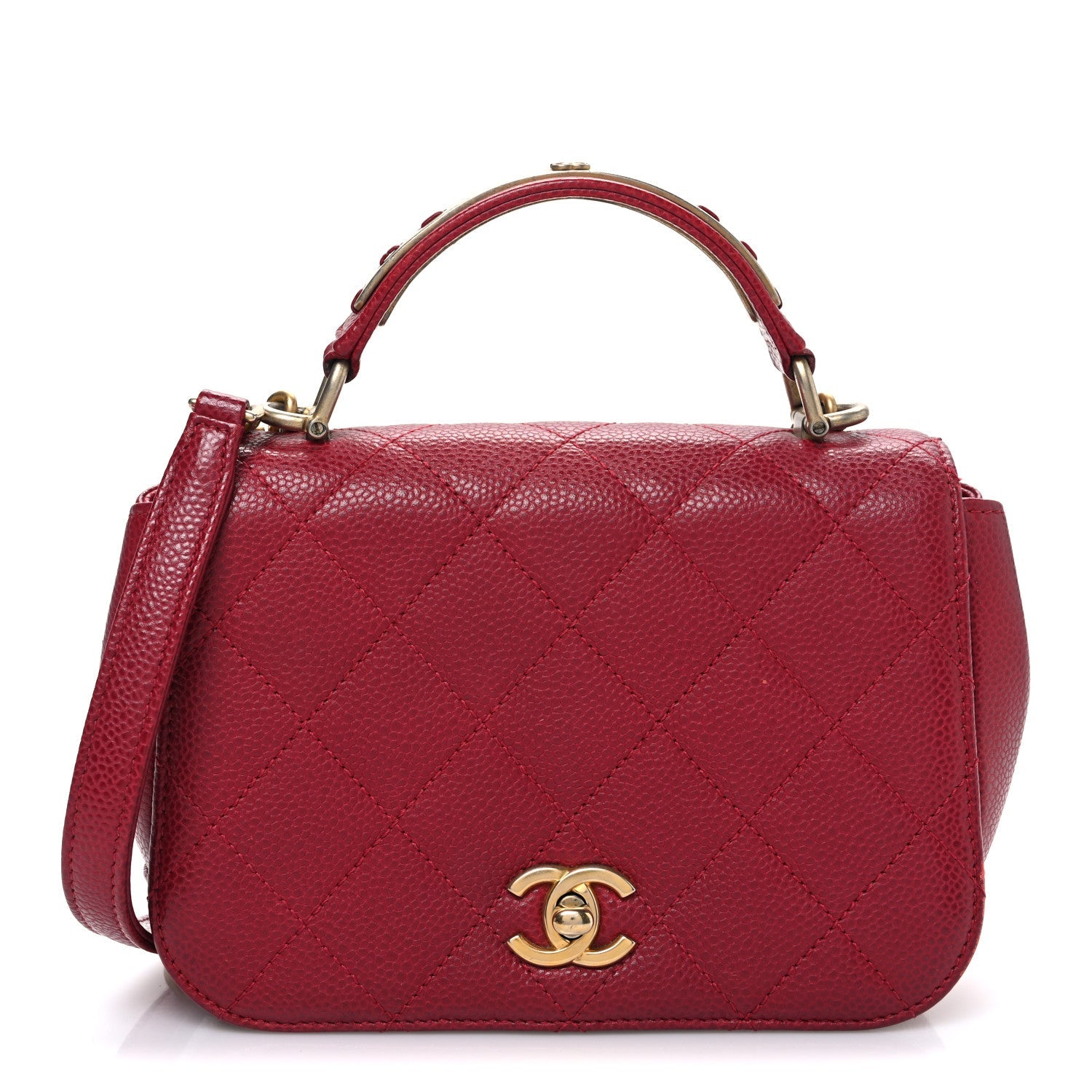 Caviar Mini Carry Around Flap Bag Red