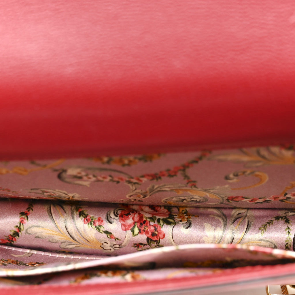 Calfskin Snakeskin Studded Small Ottilia Top Handle Bag Hibiscus Red