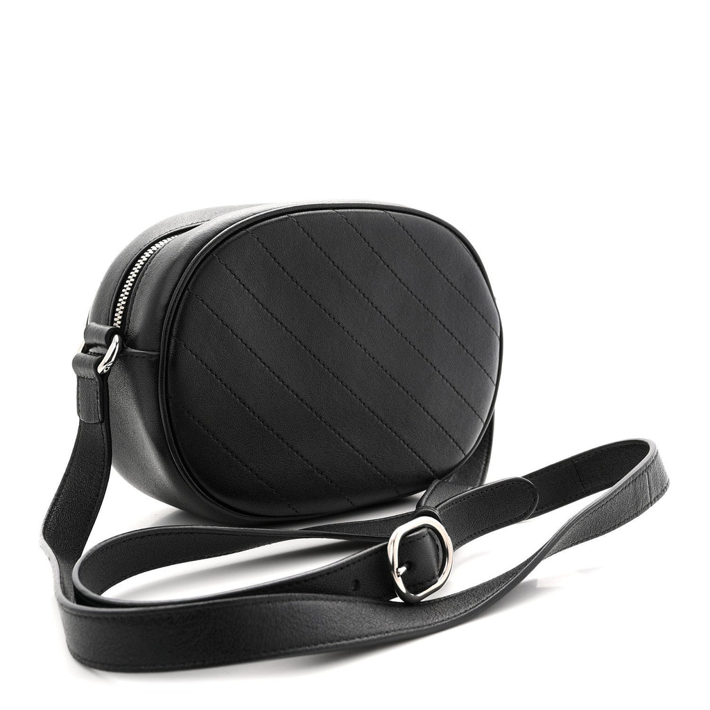 Sakai Be Green Calfskin Diagonal Stitched Mini Blondie Shoulder Bag Black