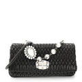 Nappa Matelasse Crystal Flap Clutch Black