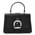 Calfskin Crystal Small Cheri Top Handle Bag Black