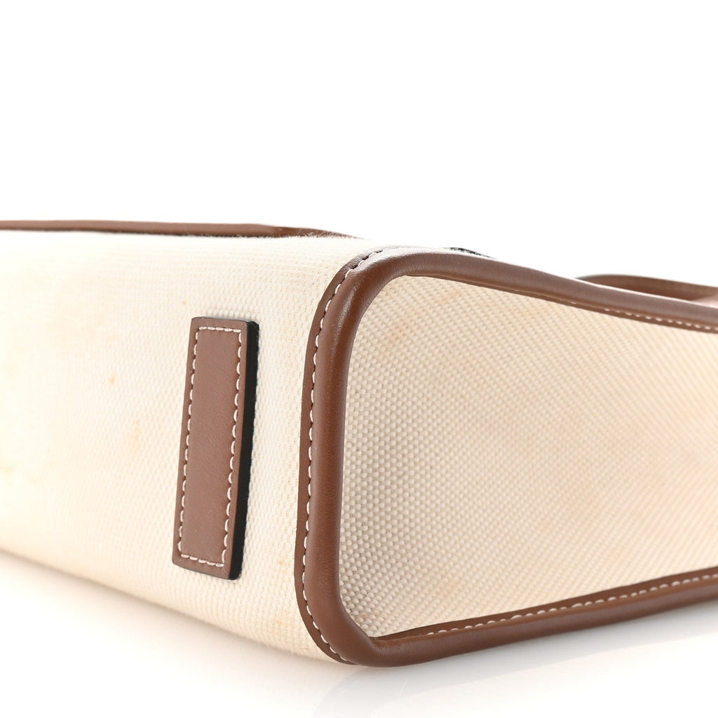 Canvas Smooth Calfskin Mini Two Tone Freya Tote Brown