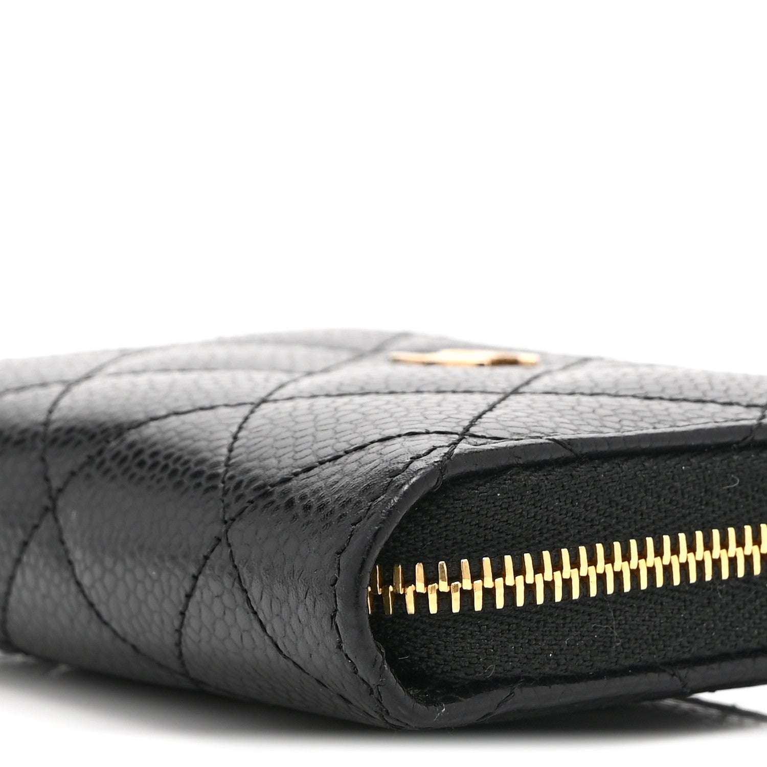 Caviar Quilted Zip Coin Purse Black