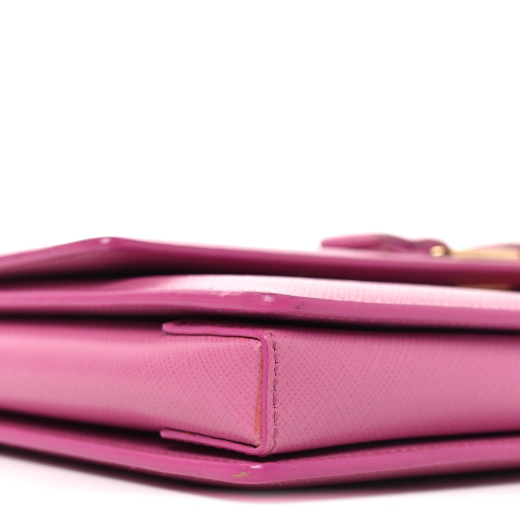 Printed Calfskin Vara Bow Chain Flap Crossbody Fuchsia