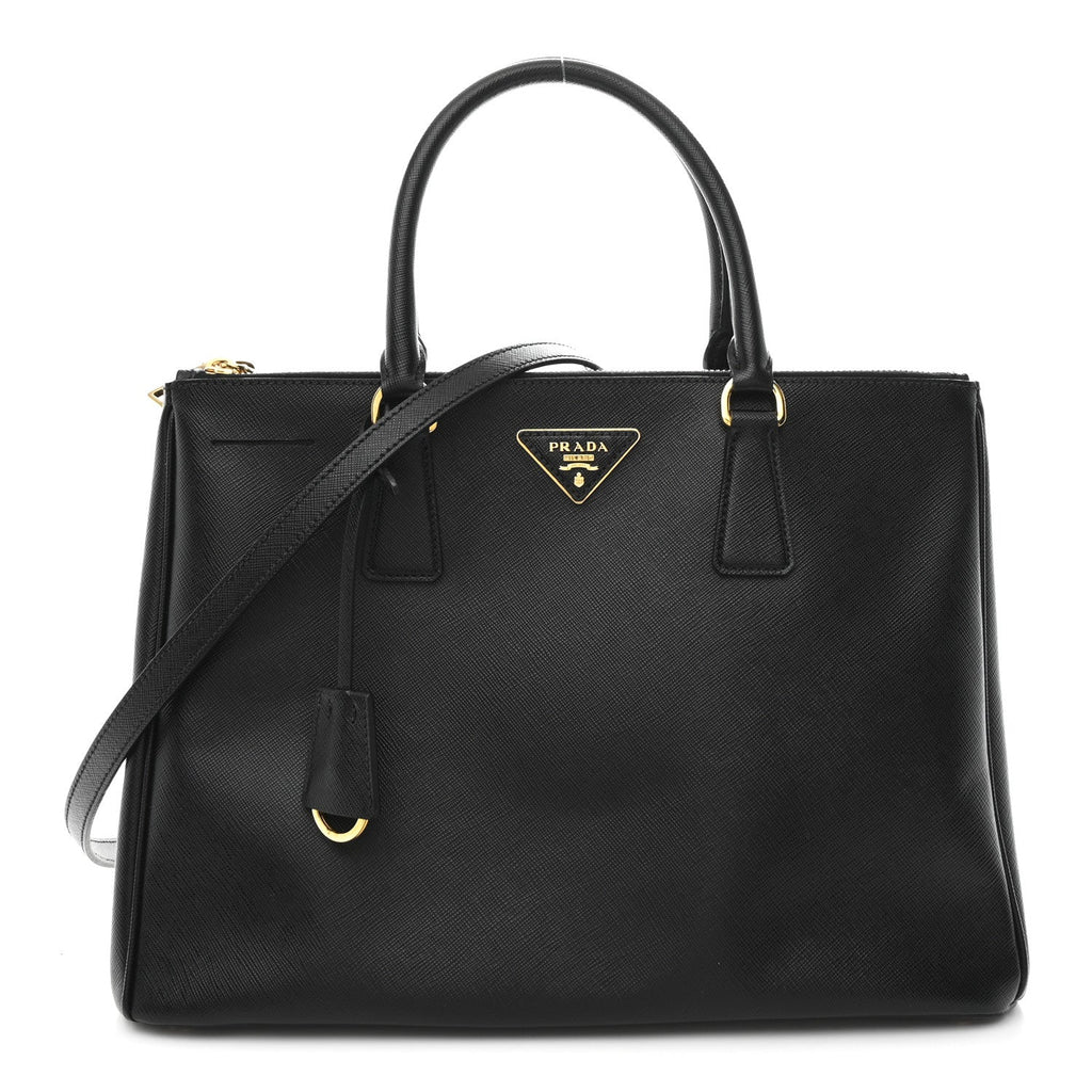 Saffiano Lux Medium Galleria Double Zip Black Black