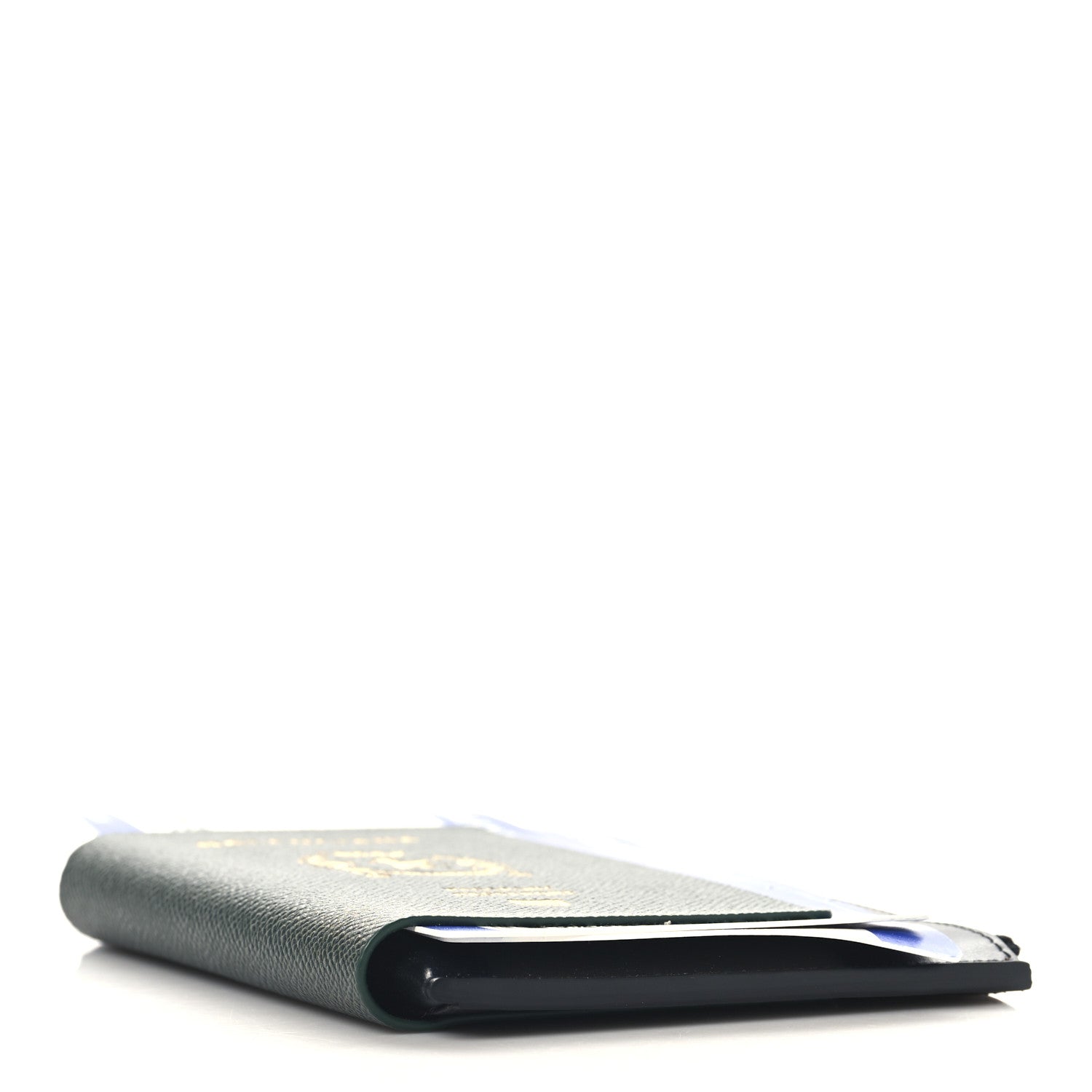 Textured Calfskin Passport Phone Holder Green
