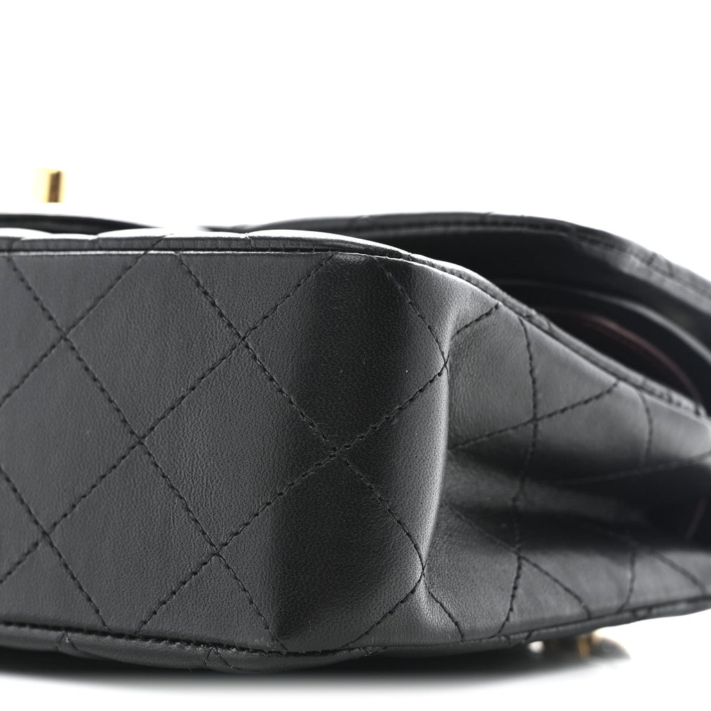 Lambskin Quilted Small Double Flap Black