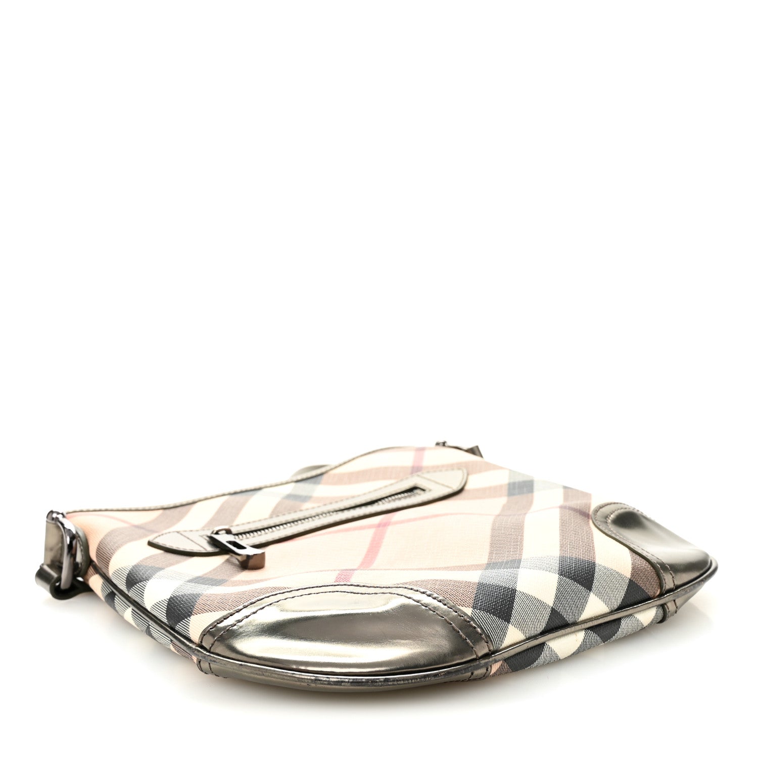 Patent Nova Check Dryden Crossbody Bag Pewter