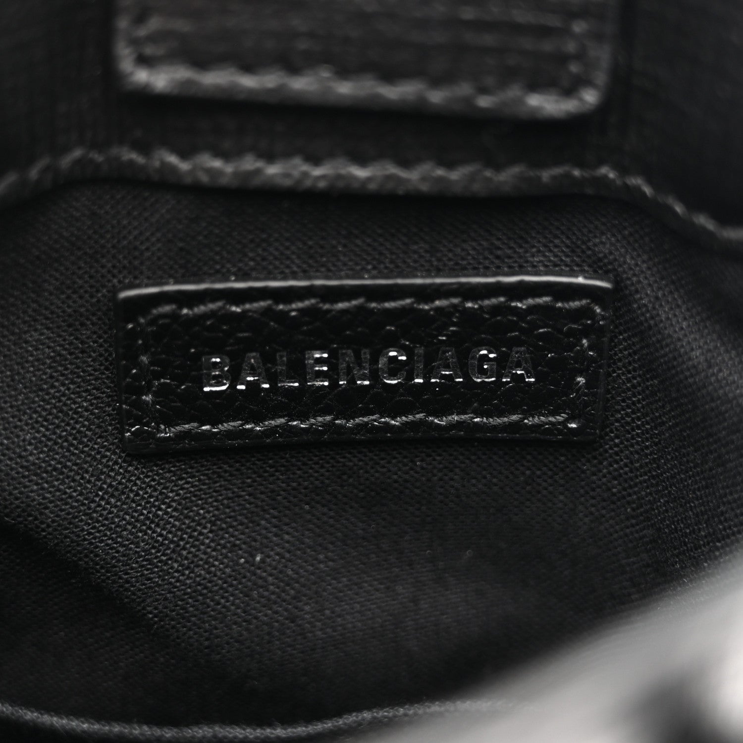 Squared Calfskin Logo Shopping Phone Holder Bag Black