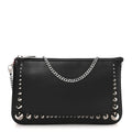 Calfskin Paris Spiked Loubila Chain Clutch Black