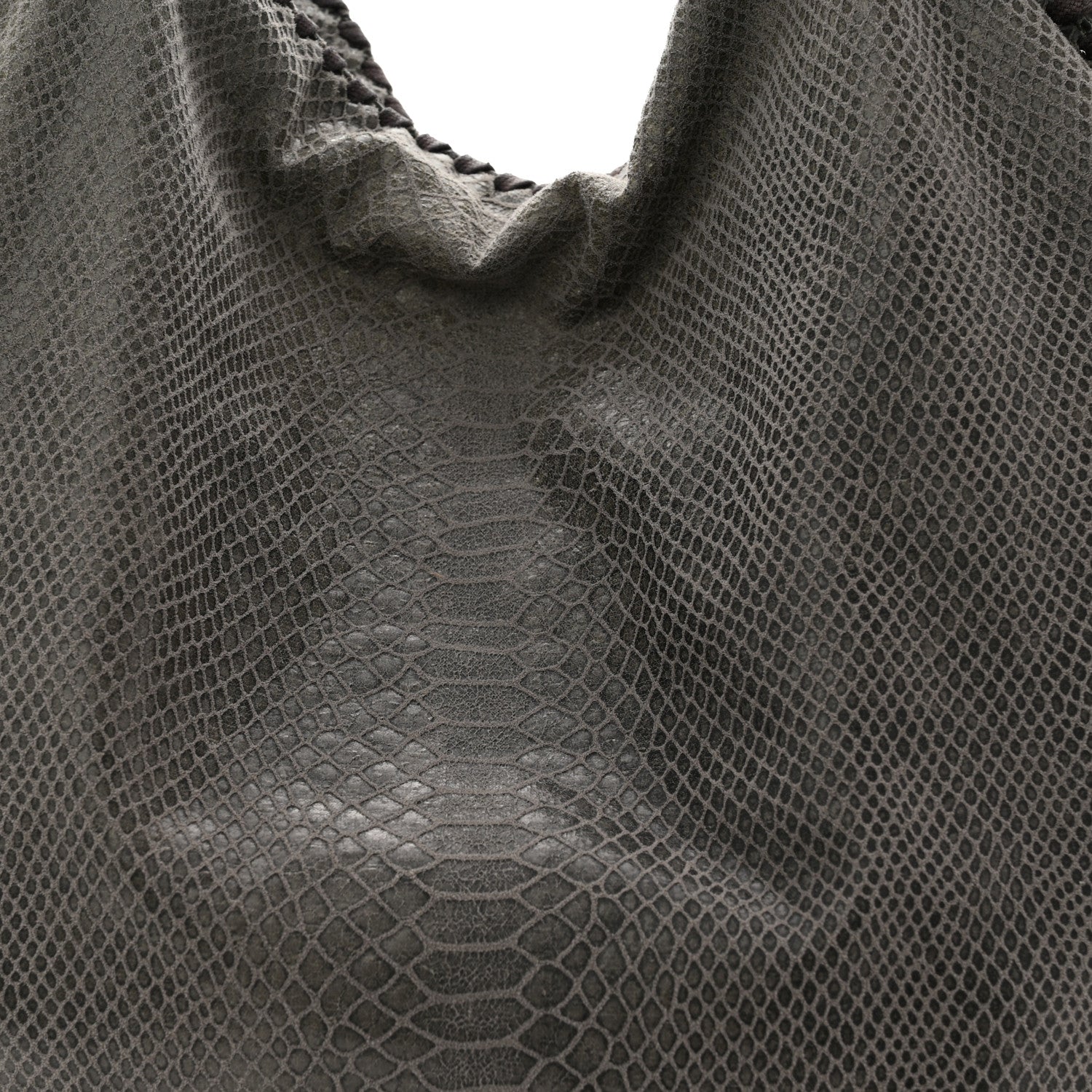 Metallic Faux Snakeskin Big Falabella Tote Grey