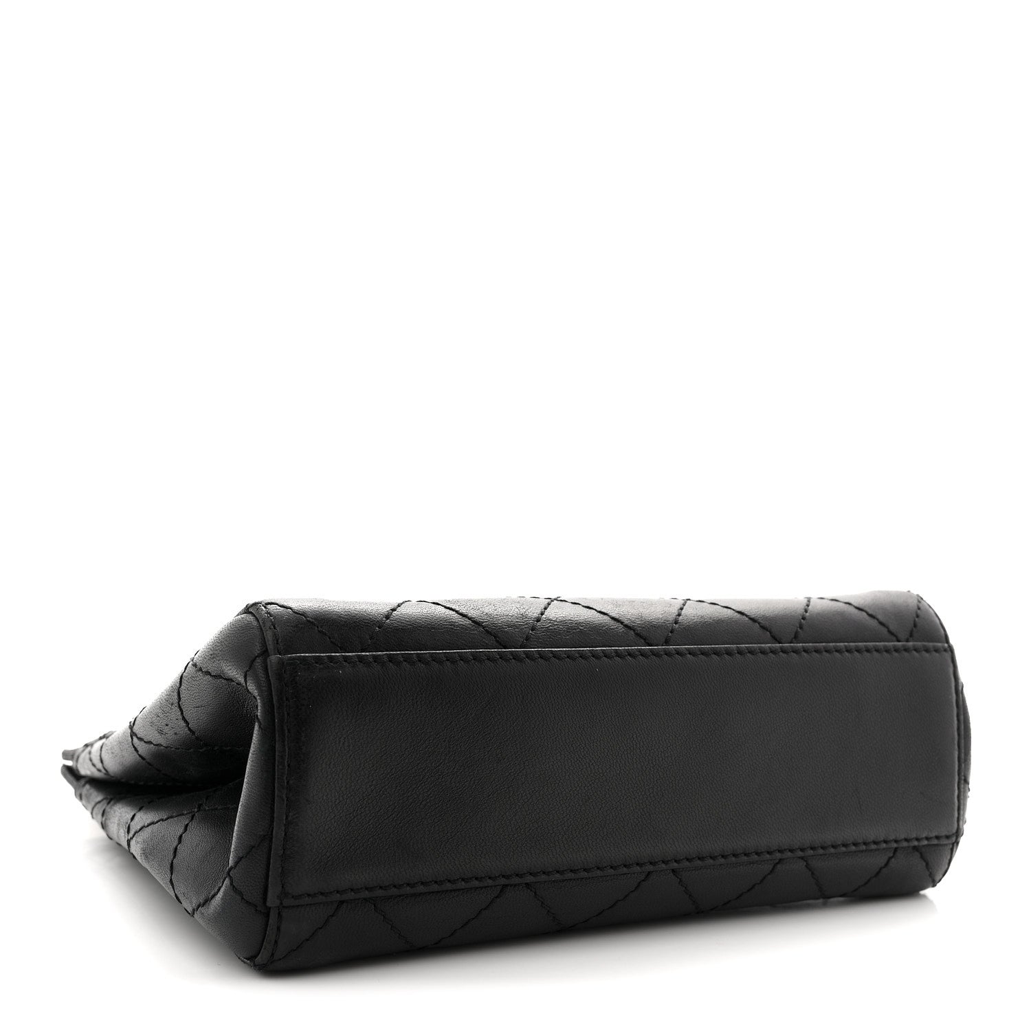 Lambskin Stitched Small Tote Black