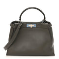 Vitello Seta Shiny Nappa Medium Peekaboo Iconic Satchel Carbone Grigio Polvere