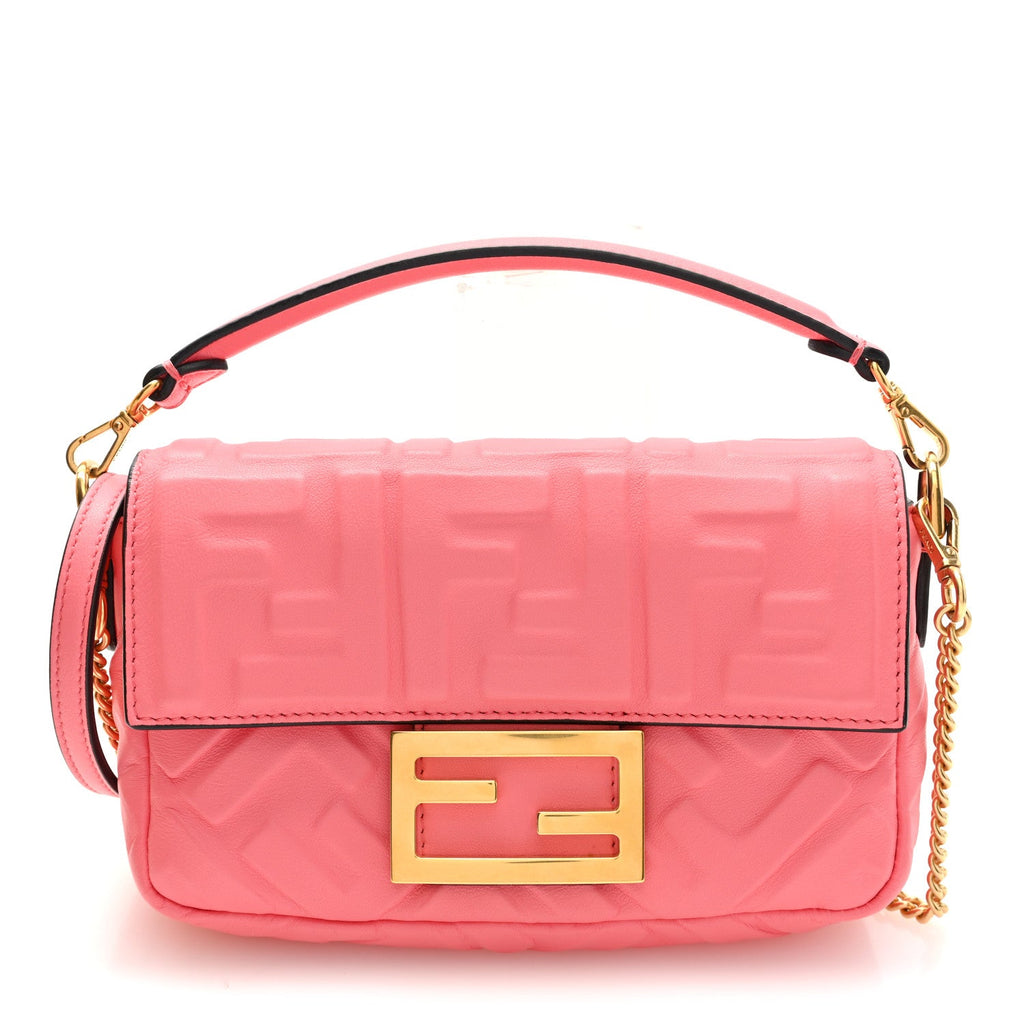 Nappa FF 1974 Embossed Mini Baguette Pink Dalia