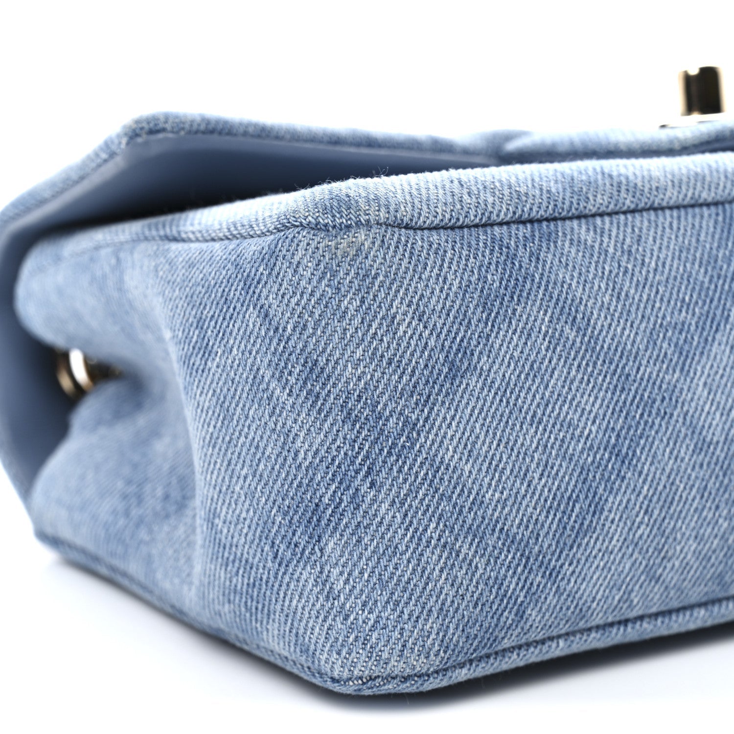 Printed Denim Quilted Mini Rectangular Flap Light Blue