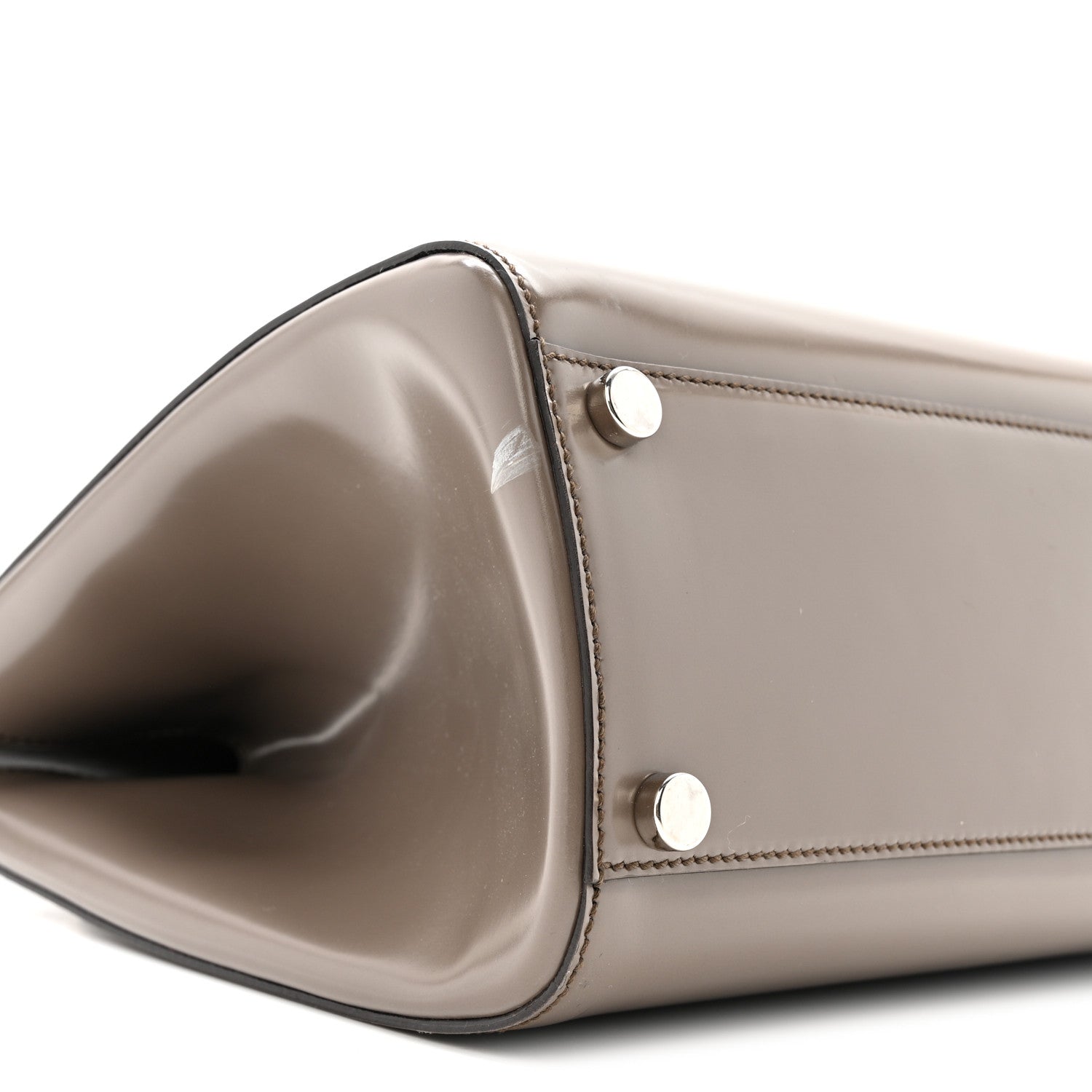 Regent Calfskin Large Lady Lock Flap Top Handle Bag Grey