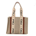 Cotton Calfskin Medium Woody Ribbon Tote White Brown