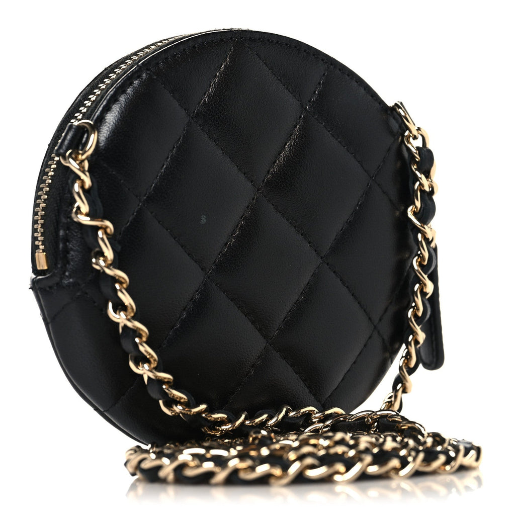 Lambskin Mini Camellia Bouquet Clutch With Chain Black