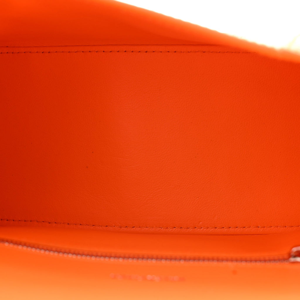 Shiny Calfskin Crocodile Embossed Small Hourglass Top Handle Bag Pop Orange