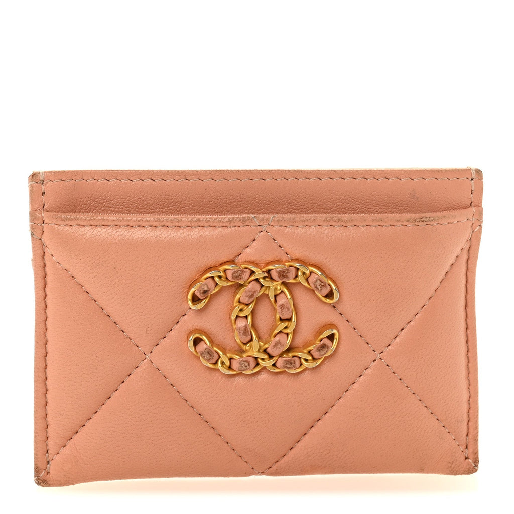 Lambskin Quilted 19  Holder Beige
