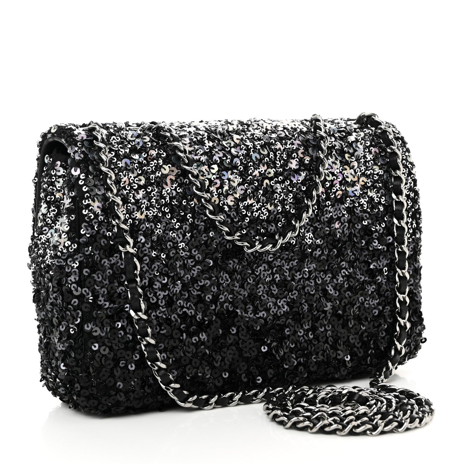 Shaded Sequins Mini Flap Black