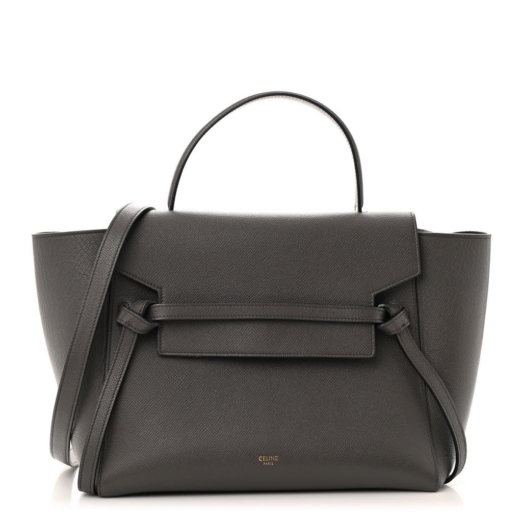 Grained Calfskin Mini Belt Bag Grey