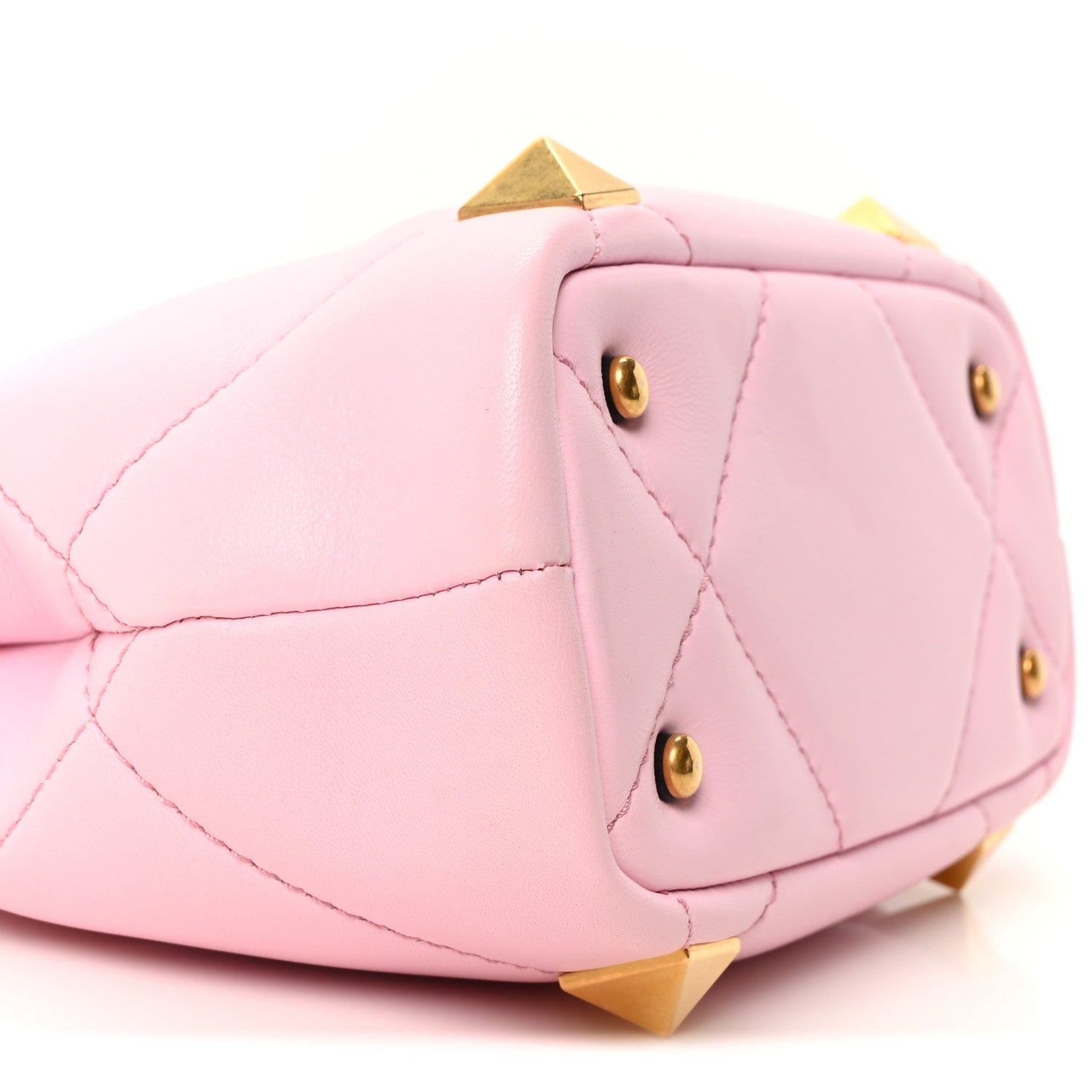 Nappa Mini Roman Stud The Handle Bag Pink Borealis