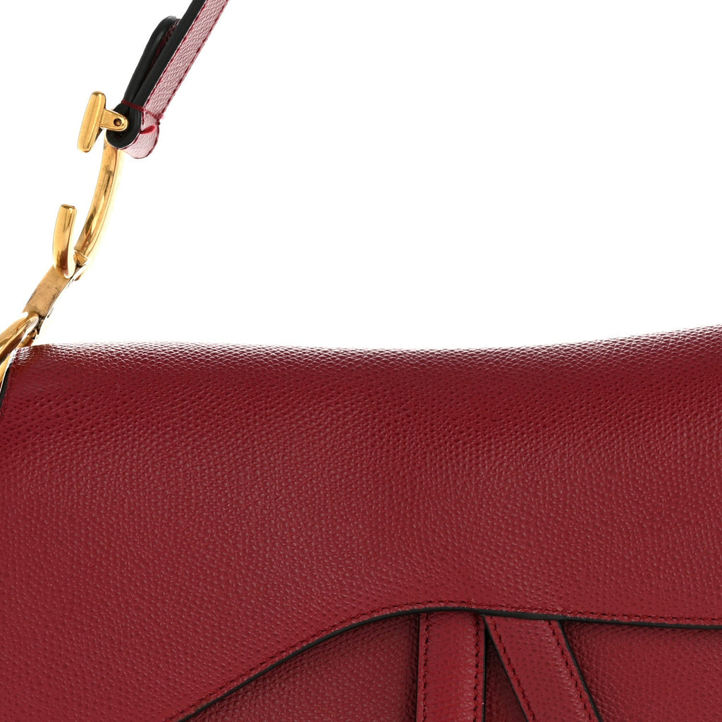 Grained Calfskin Saddle Bag Red