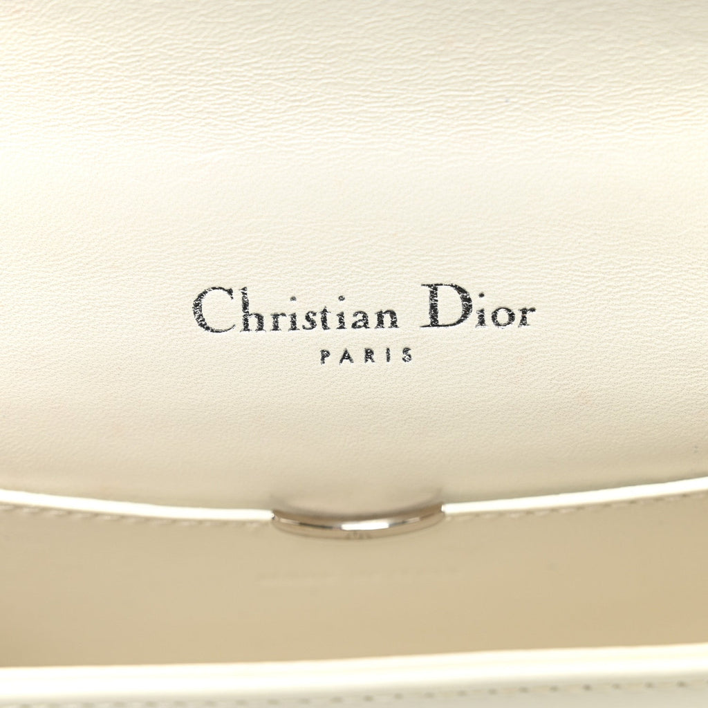 Calfskin Printed Mini Diorama Flap Bag White