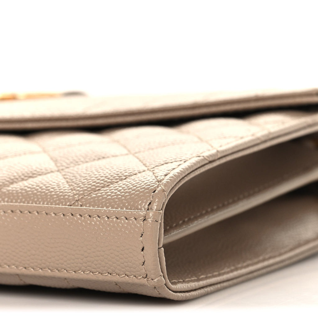 Grain De Poudre Mixed Matelasse Triquilt Monogram Chain Wallet Dark Beige