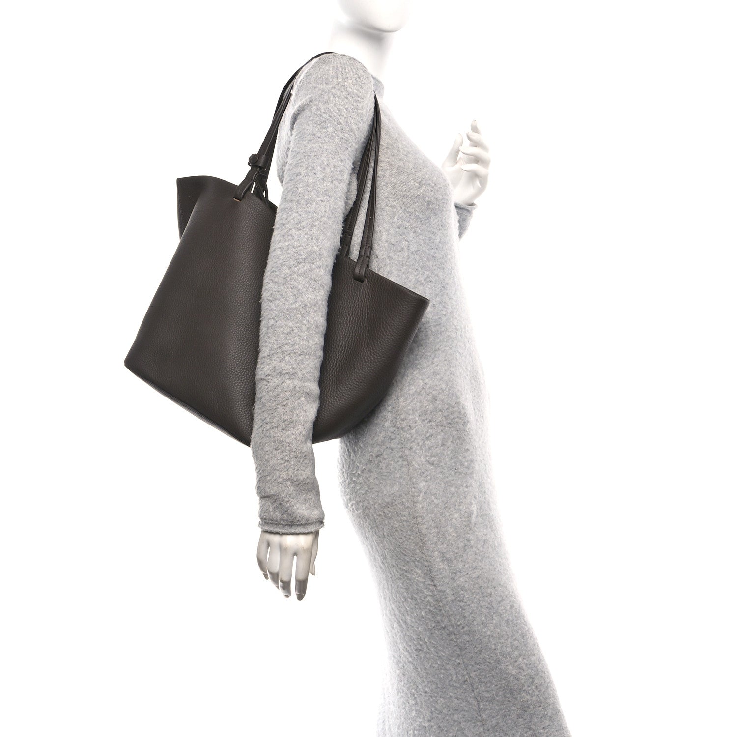 Grained Calfskin Park Tote Three Deep Brown