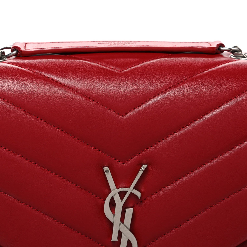Calfskin Y Quilted Monogram Medium Loulou Chain Satchel Rouge Eros