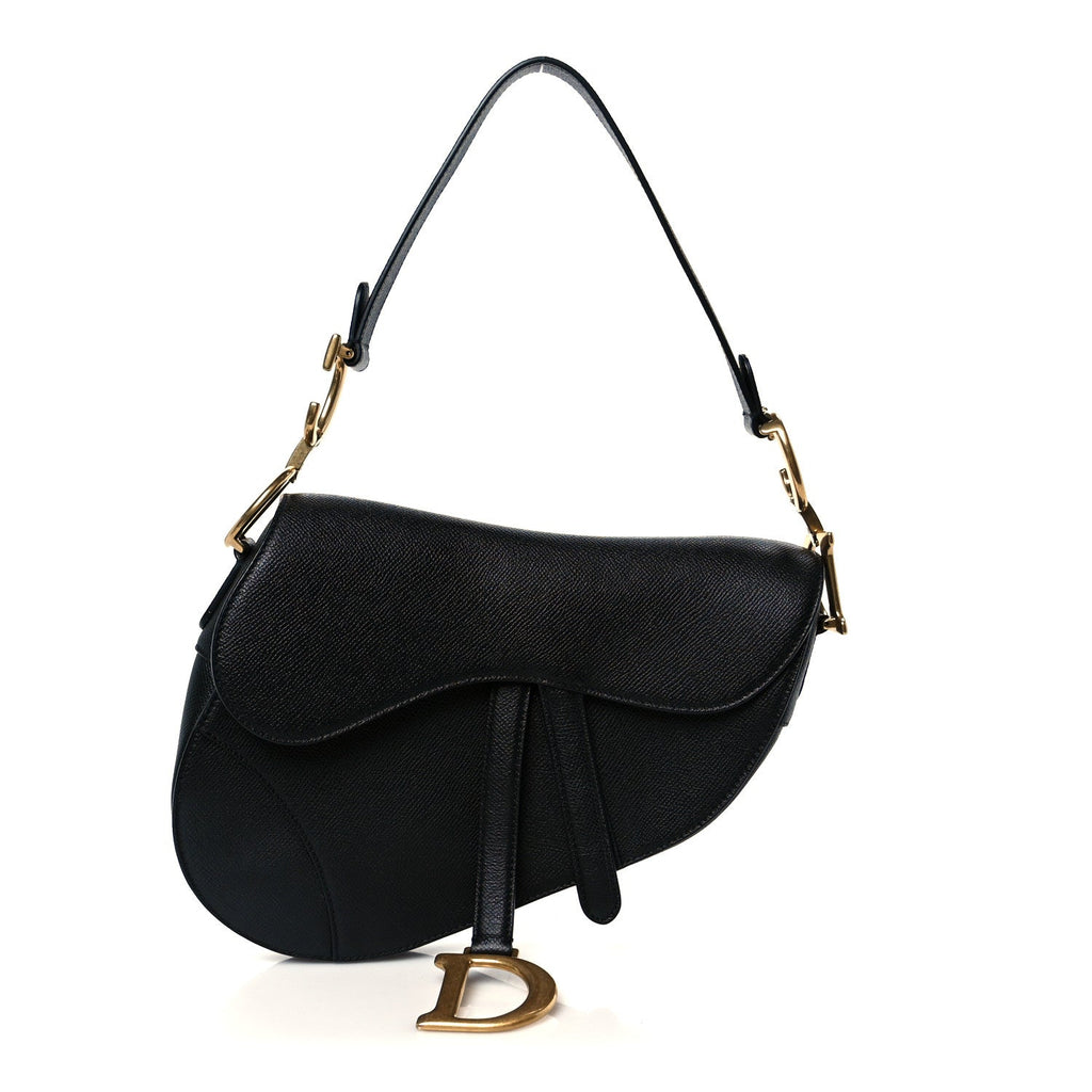 Grained Calfskin Saddle Bag Black