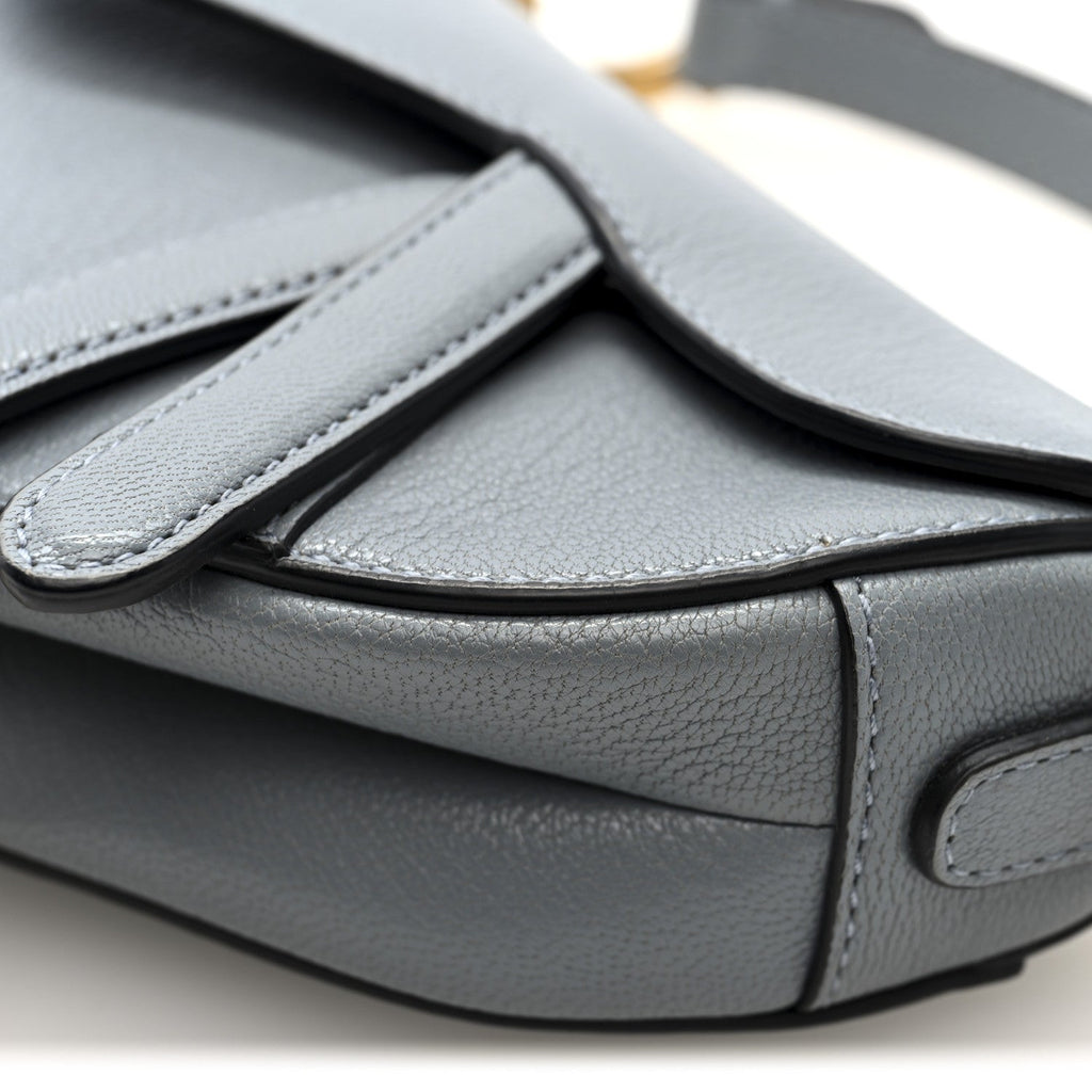 Grained Calfskin Mini Saddle Bag Sky Blue