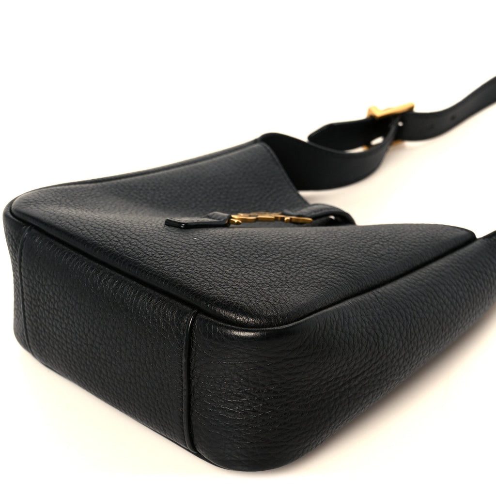 Grained Calfskin Baby Le 5 A 7 Supple Hobo Black