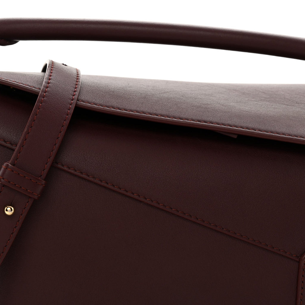 Calfskin Small Puzzle Edge Bag Burgundy