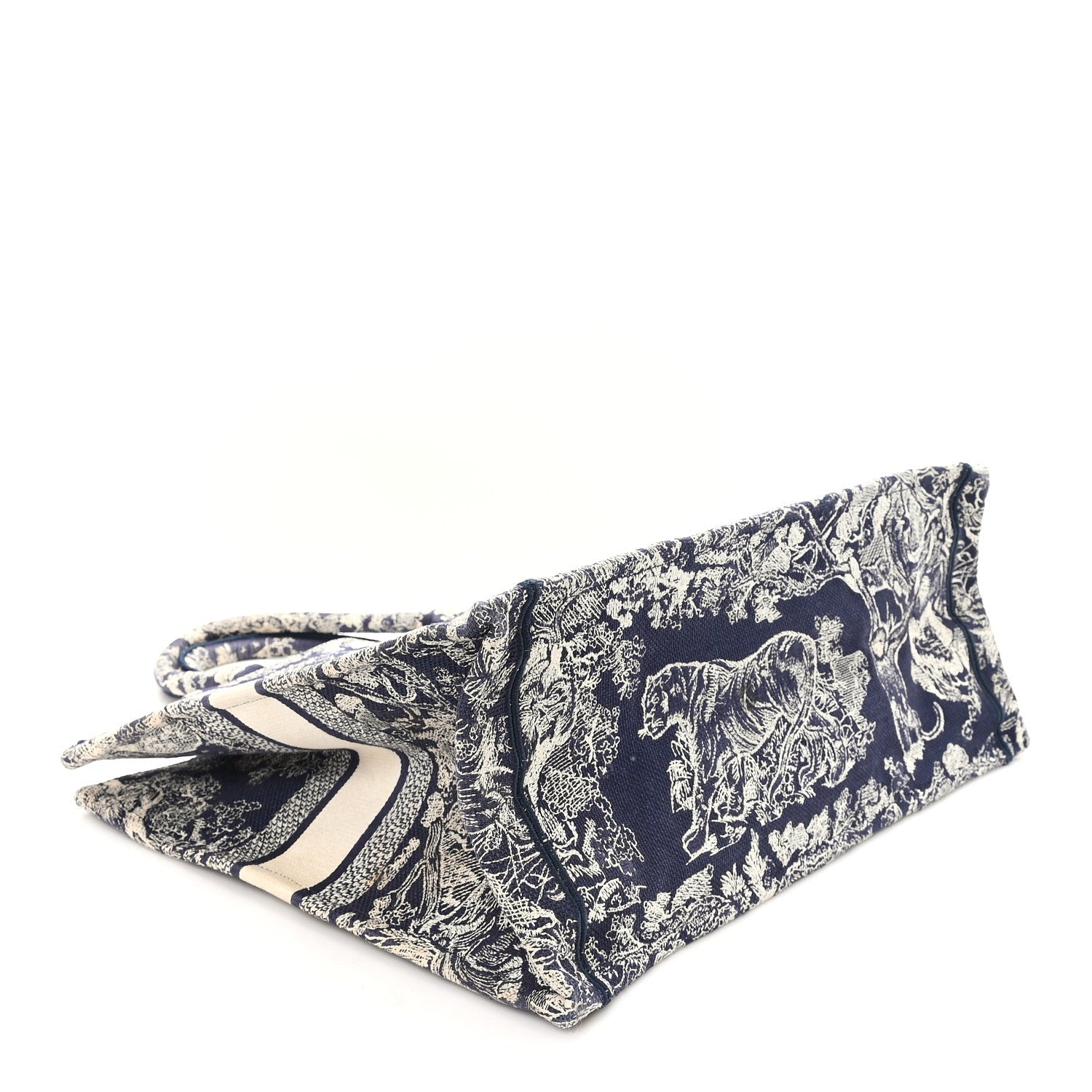 Canvas Embroidered Large Dioriviera Toile De Jouy Reverse Book Tote Blue