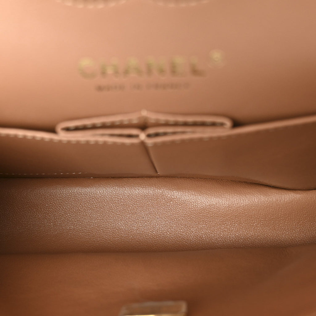 Lambskin Quilted Small Double Flap Brown