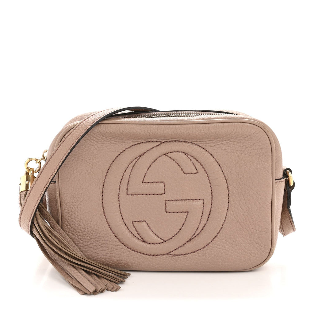 Pebbled Calfskin Small Soho Disco Bag Rose Beige