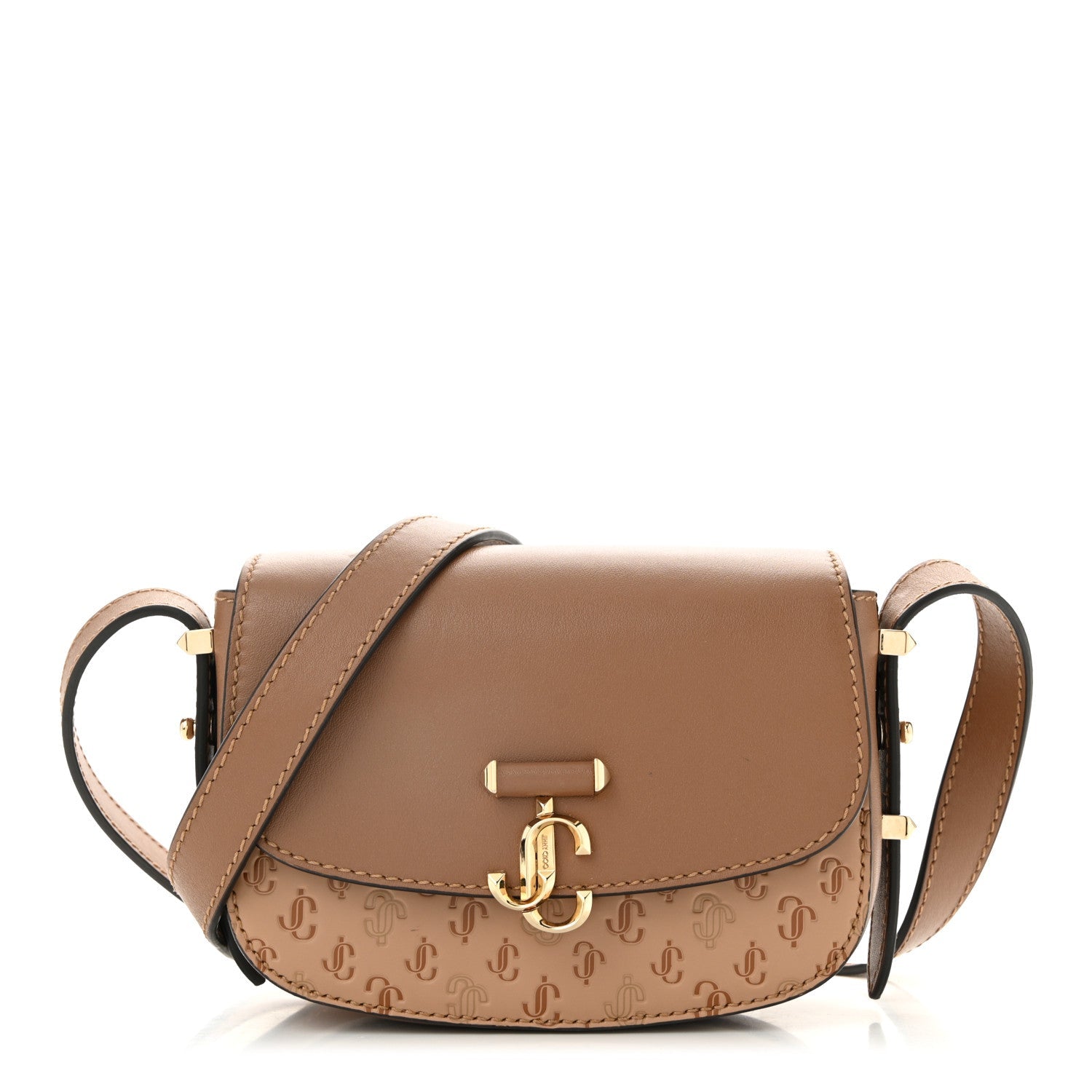 Calfskin Small Varenne Logo Embossed Shoulder Bag Brown