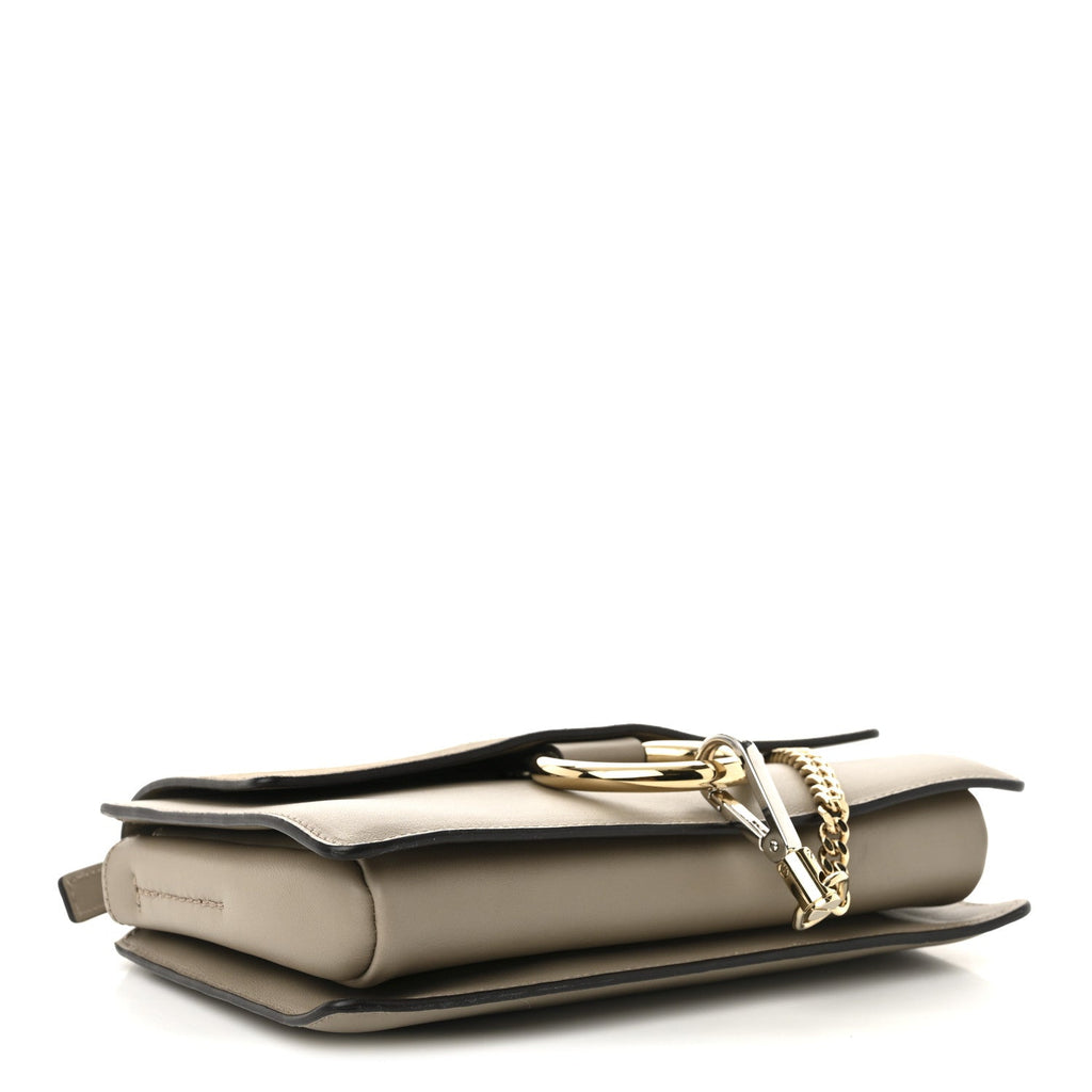 Suede Calfskin Small Faye Shoulder Bag Motty Grey