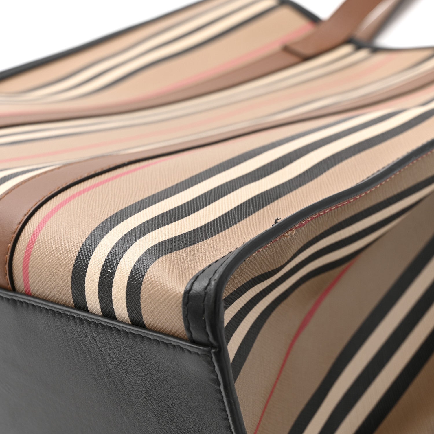 E-Canvas Stripe Book Tote Tan Archive Beige