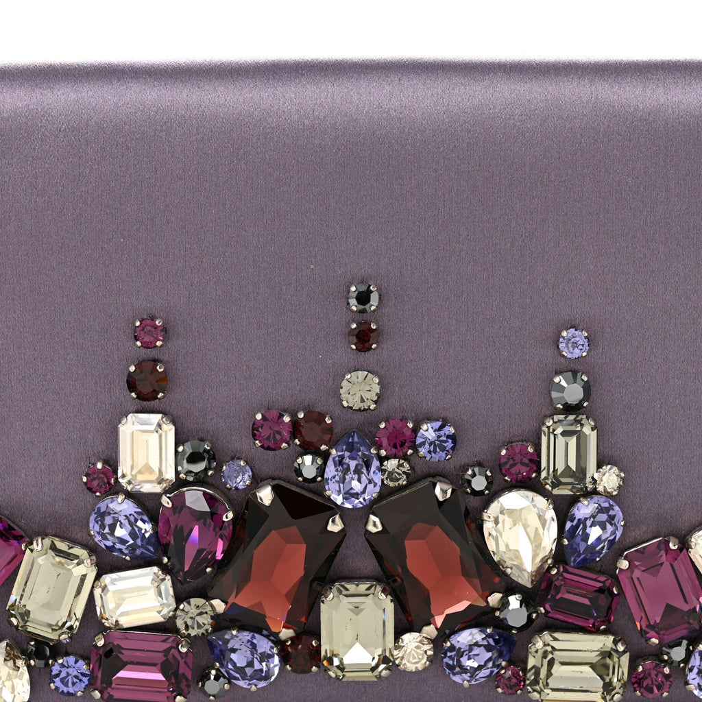 Satin Raso Crystal Embellished Clutch Mirtillo