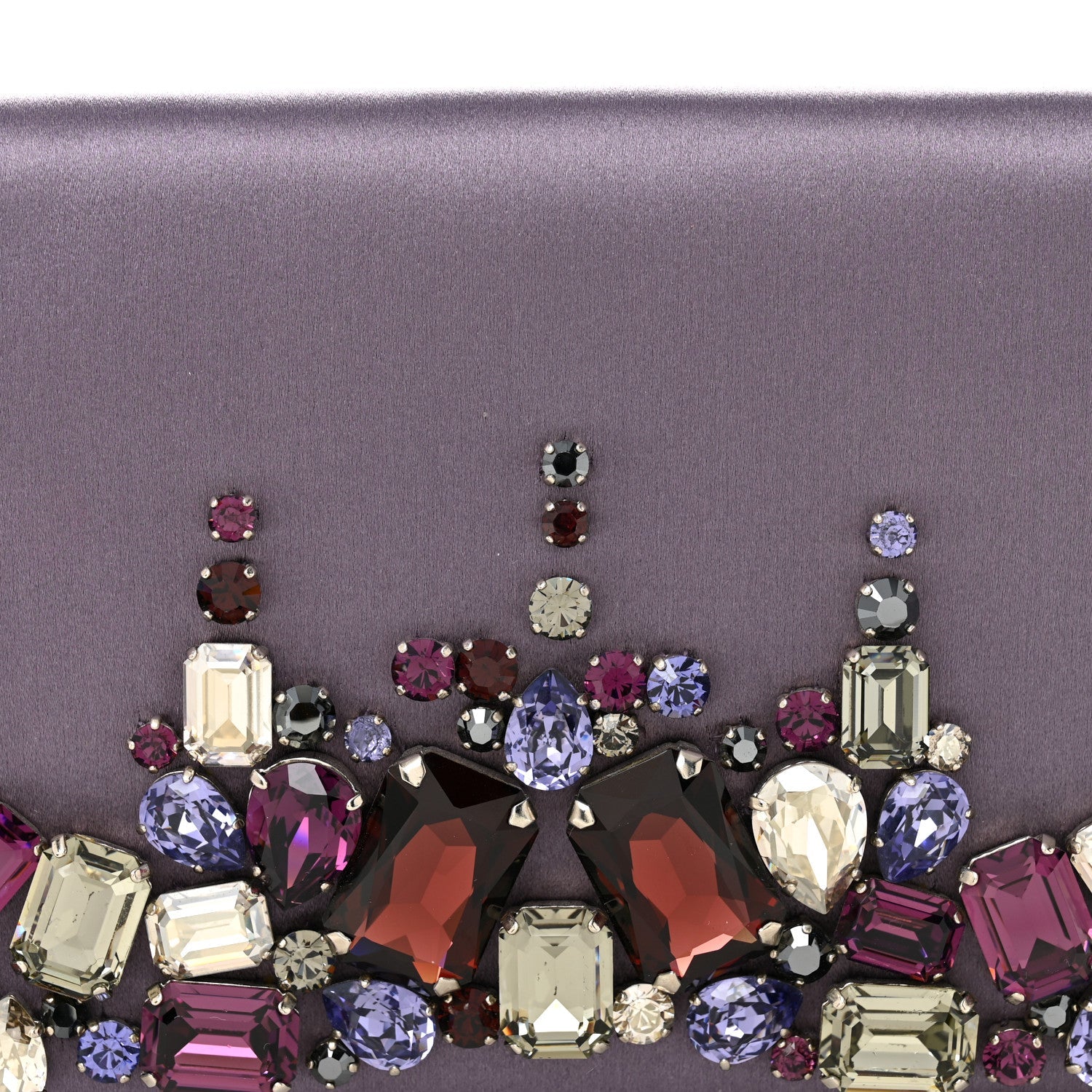 Satin Raso Crystal Embellished Clutch Mirtillo