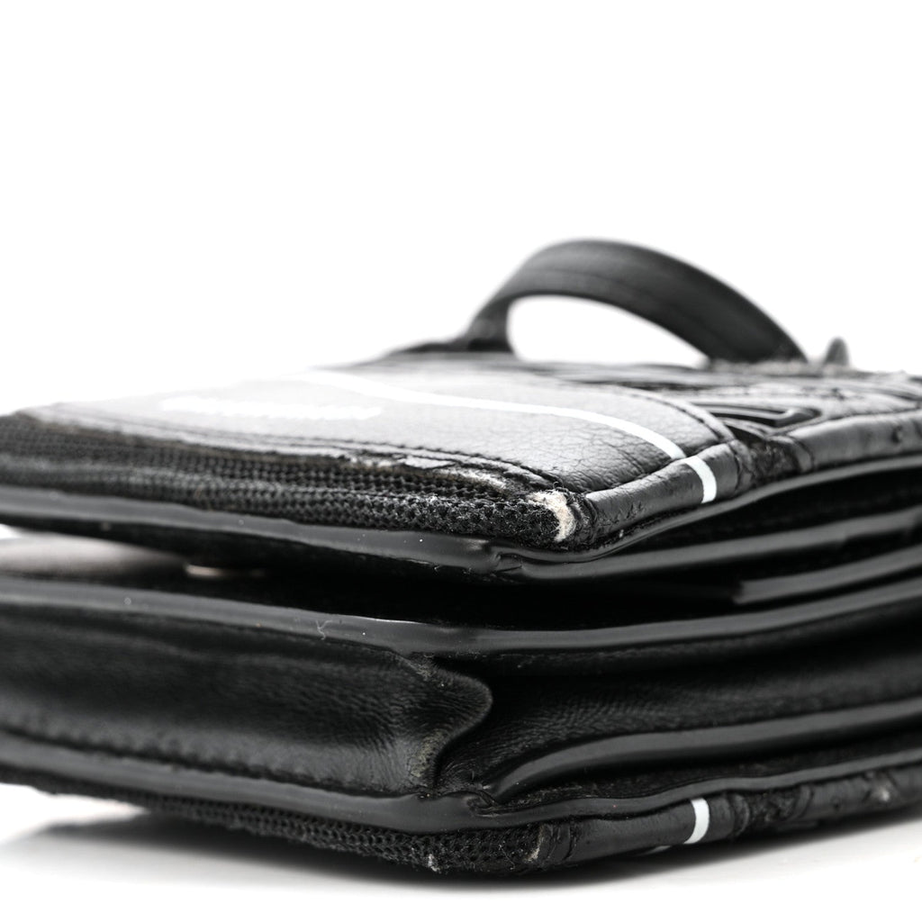 Faux Calfskin Fabric Sneakerhead Crossbody Wallet Black