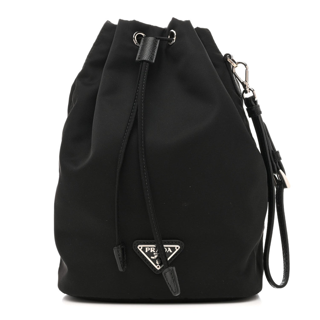 Re-Nylon Vela Drawstring Wristlet Pouch Black