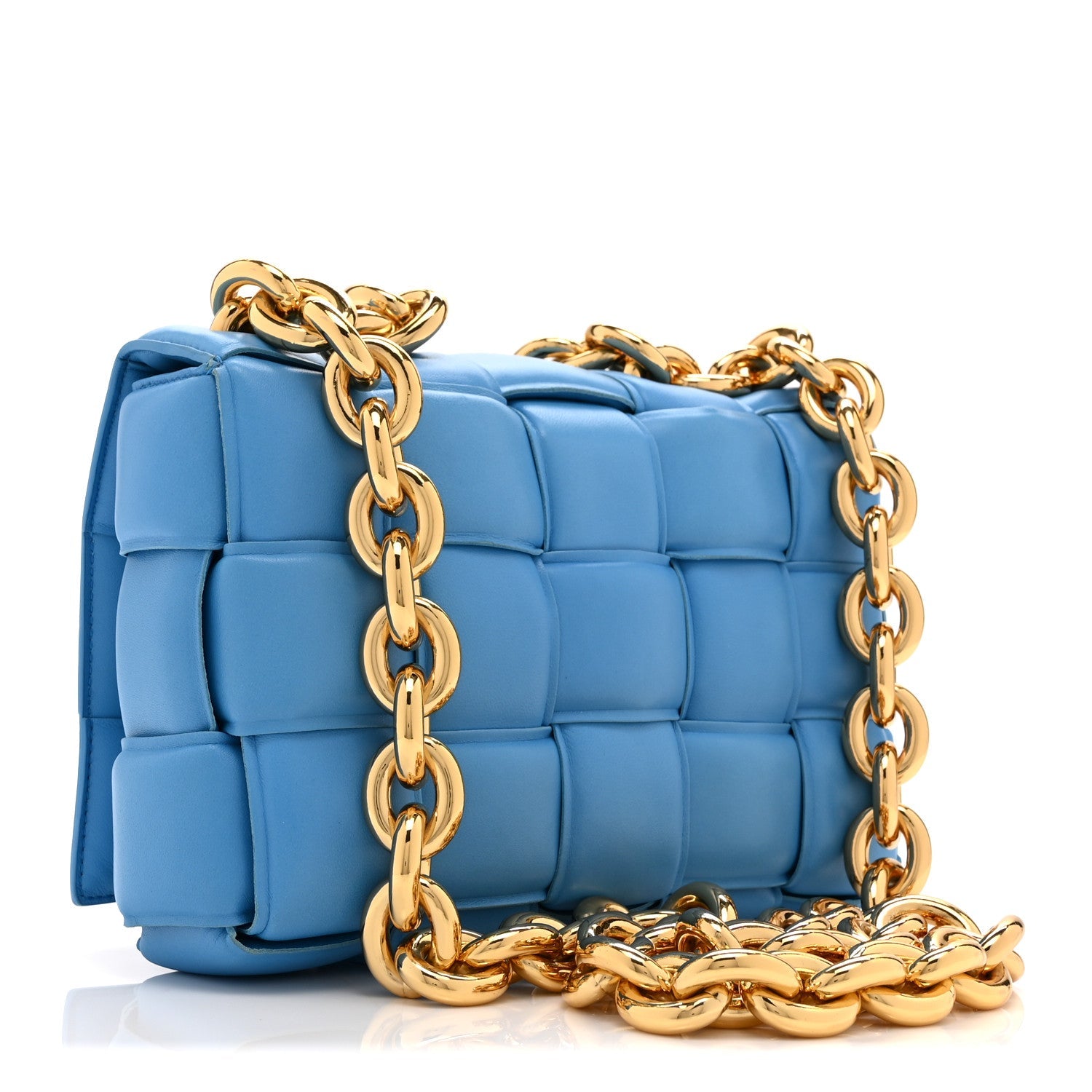 Lambskin Maxi Intreccio Padded Chain Cassette Crossbody Bag Swimming Pool
